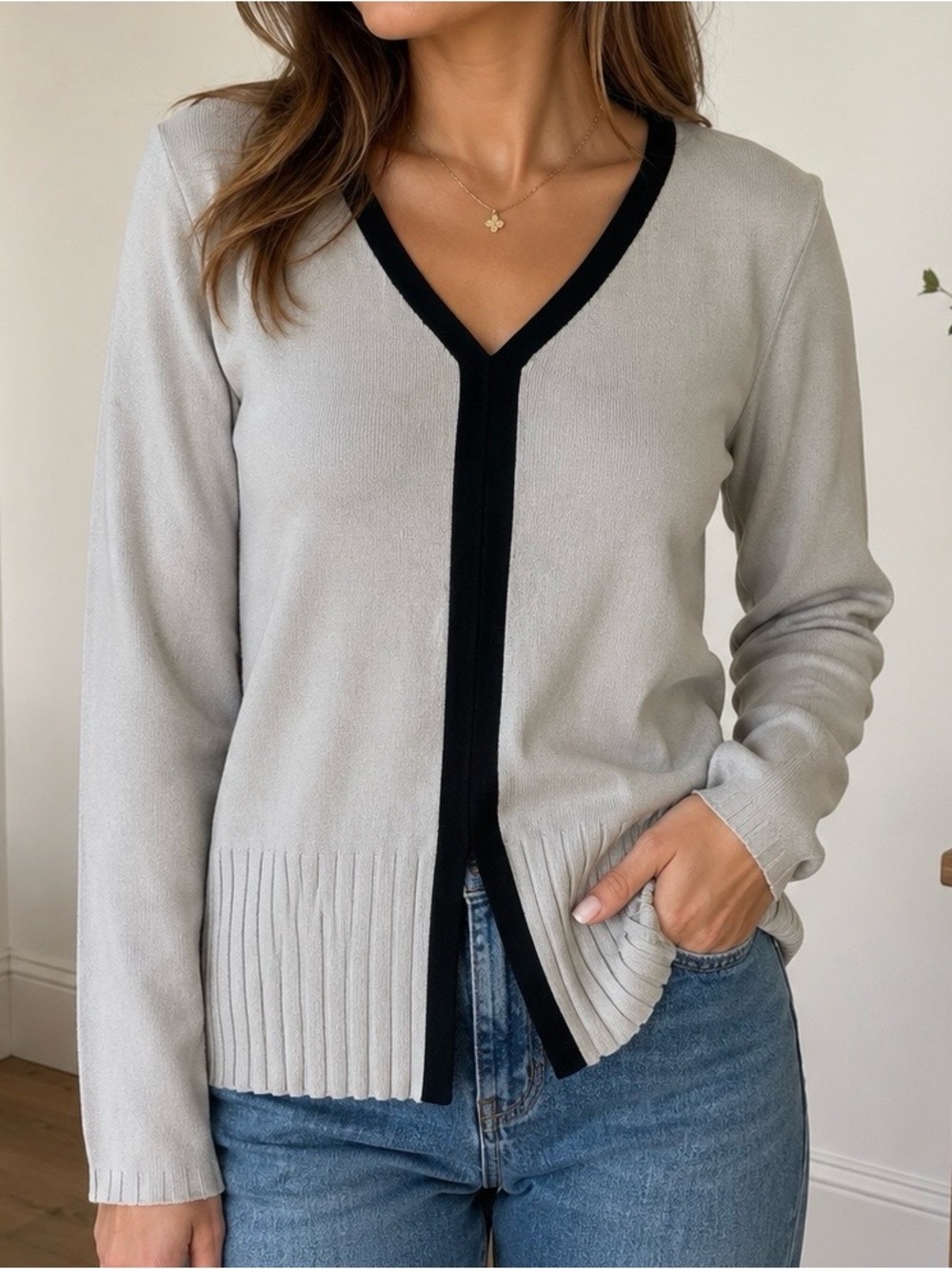 *Read* Exclusively Misook Women’s Sz M/L Cardigan Blouson Sweater Acrylic Beige